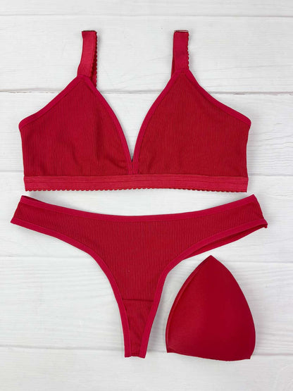 Conjunto copa rib elastico  rojo
