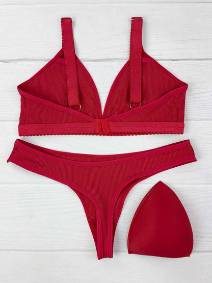 Conjunto copa rib elastico  rojo
