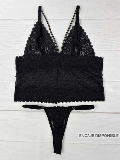 Conjunto crop top negro