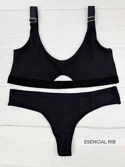 Conjunto rib  esencial negro