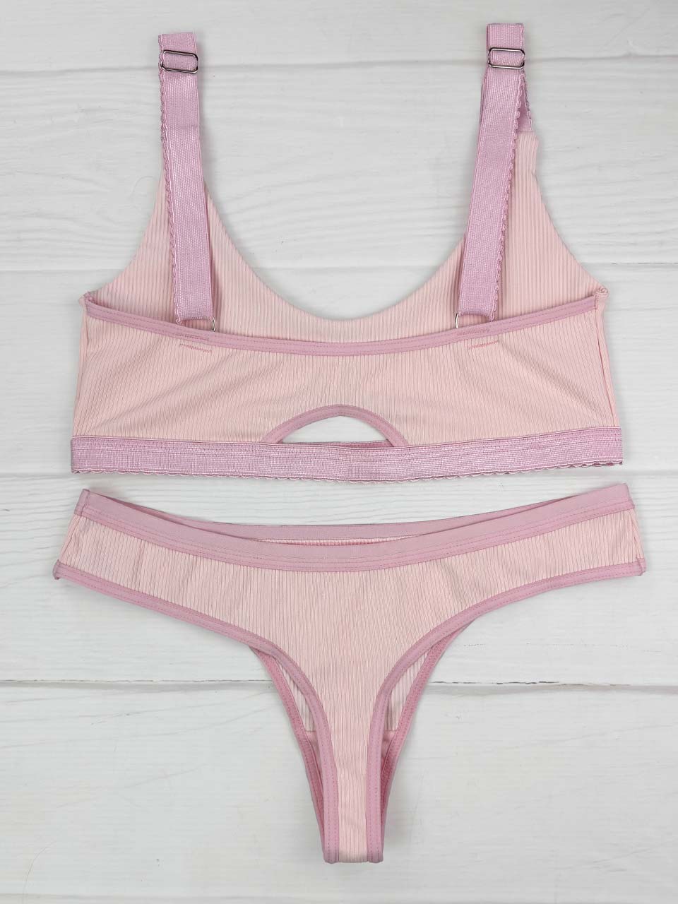 Conjunto rib  esencial rosa