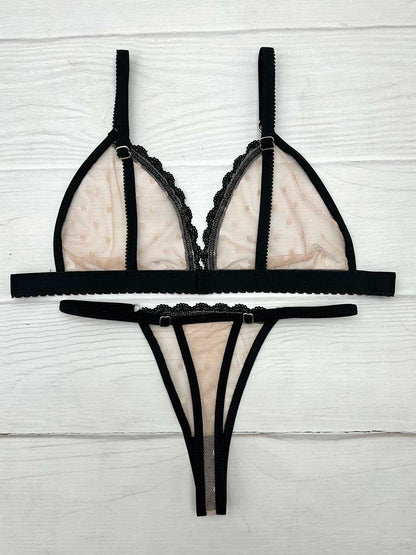 Conjunto grabado beige