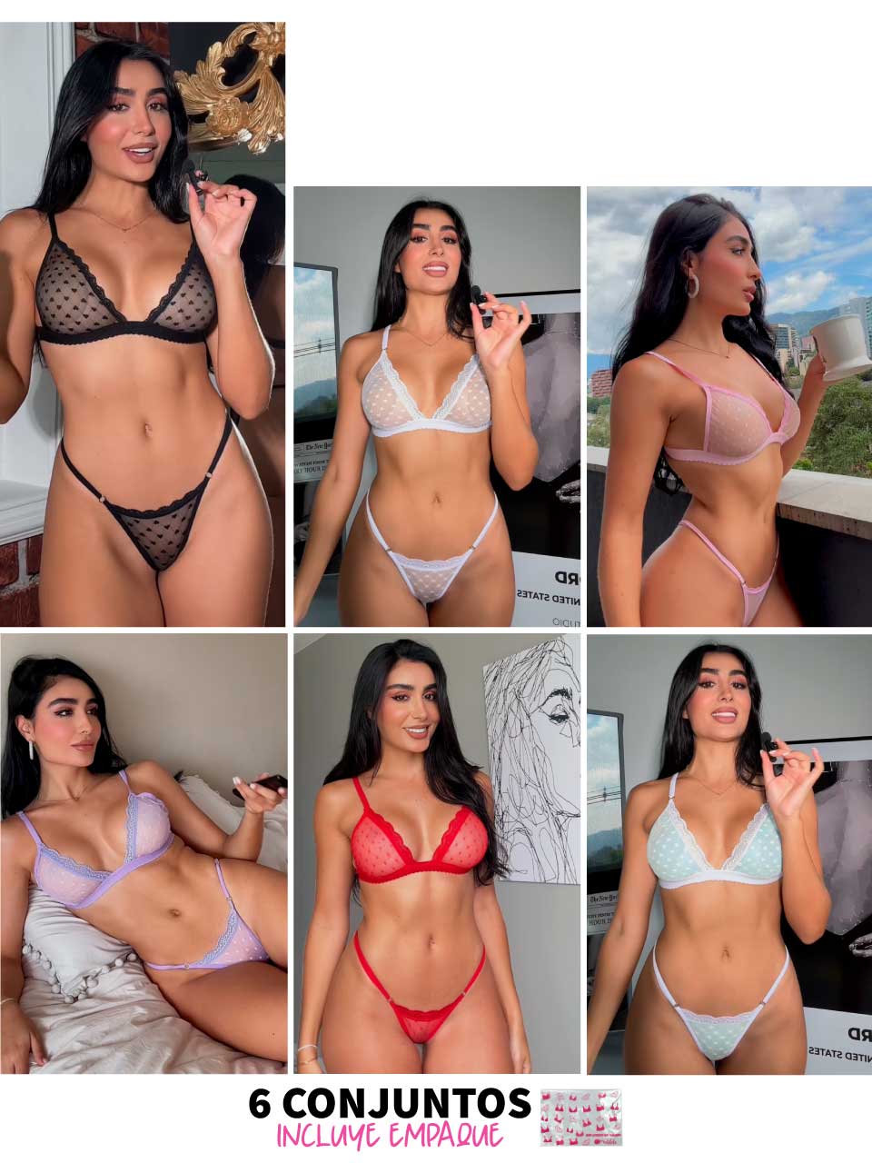 LOCURA TOTAL 6 CONJUNTOS GRABADO -25% OFF