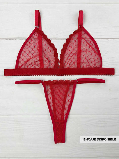 Conjunto grabado rojo