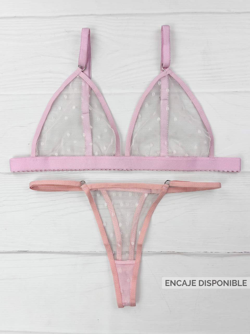 Conjunto grabado rosa