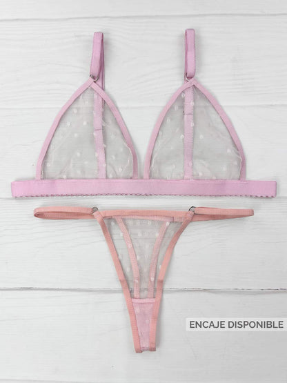 Conjunto grabado rosa