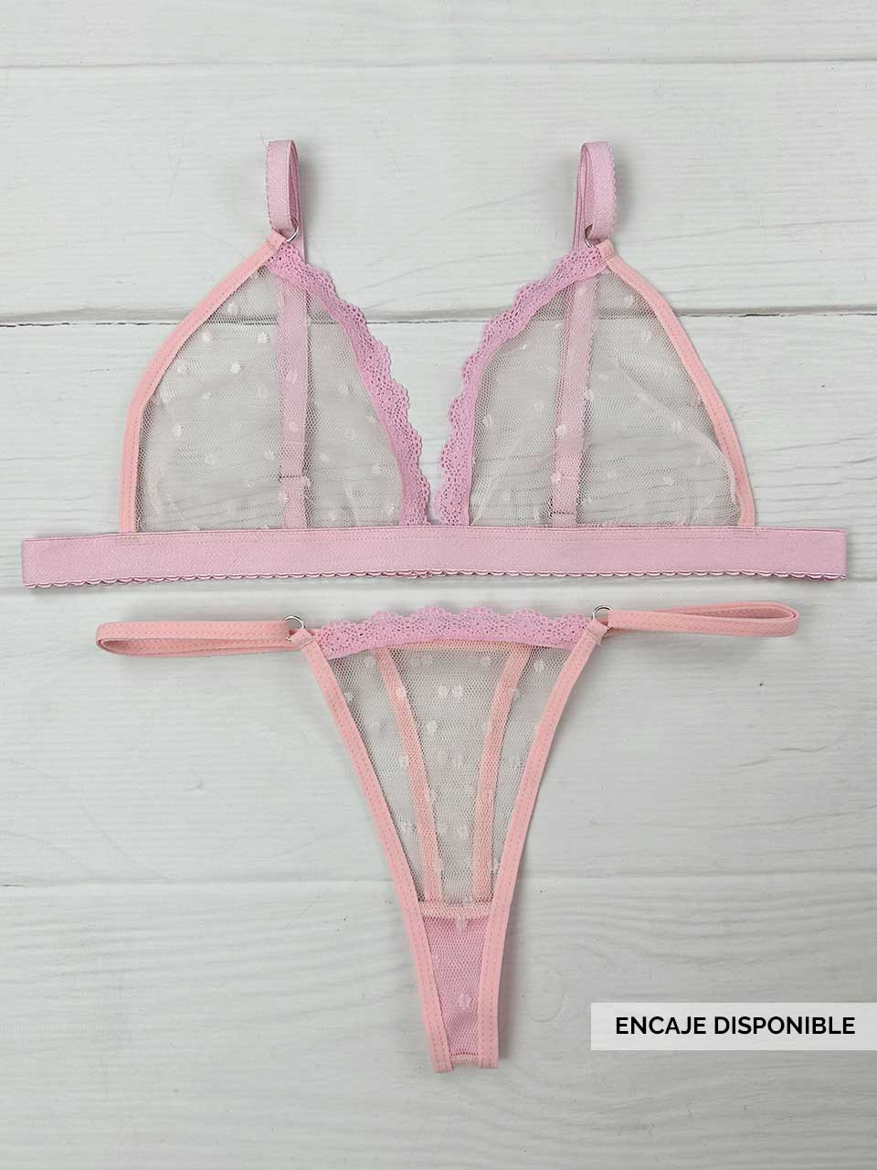Conjunto grabado rosa
