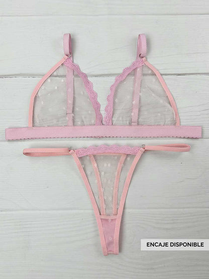 Conjunto grabado rosa