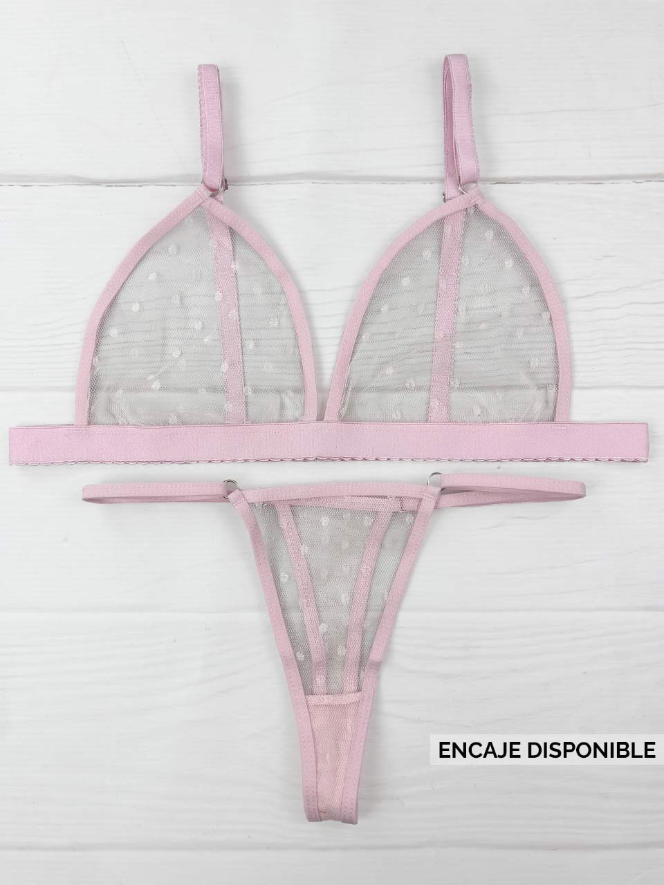 Conjunto grabado rosa
