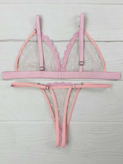 Conjunto grabado rosa