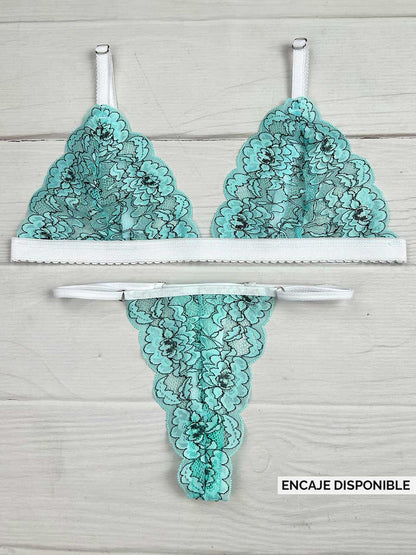 Conjunto mariposa bicolor menta