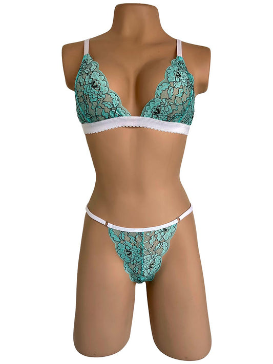 Conjunto mariposa bicolor menta