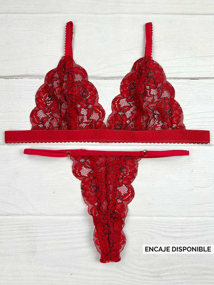 Conjunto mariposa bicolor rojo