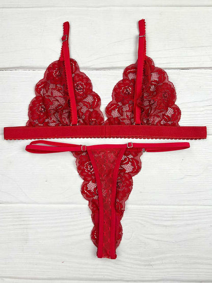 Conjunto mariposa bicolor rojo