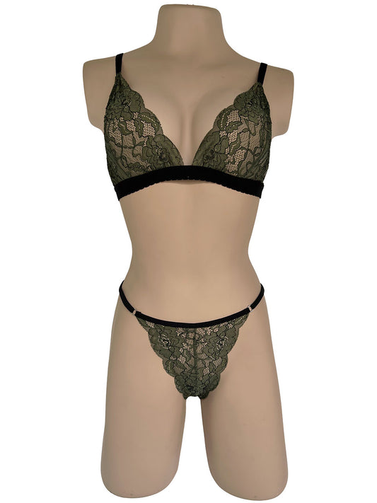 Conjunto mariposa bicolor verde
