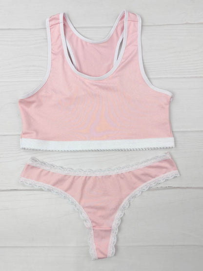 CONJUNTO SPORT ROSA CON BLANCO
