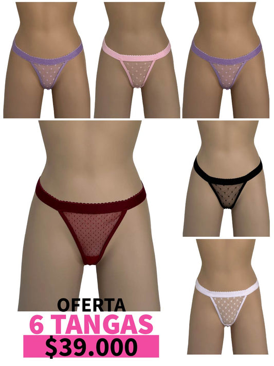 LLEVA 6 TANGA CONTORNO GRABADO