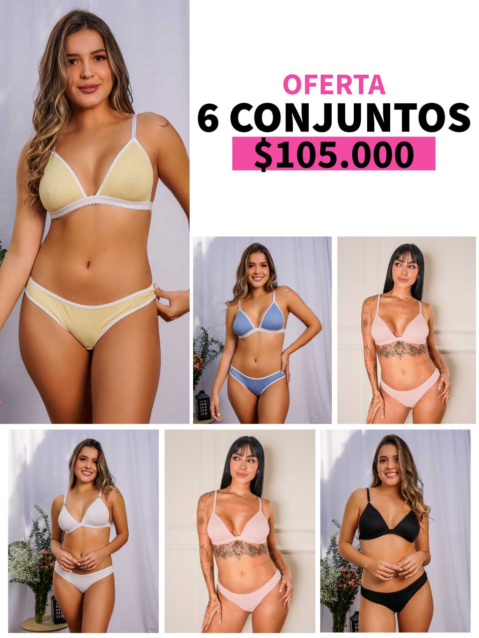 LLEVA 6 CONJUNTOS RIB ELASTICO - 35%