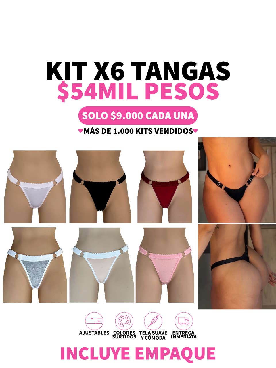 6 TANGAS CONTORNO GRADUABLE ALGODON
