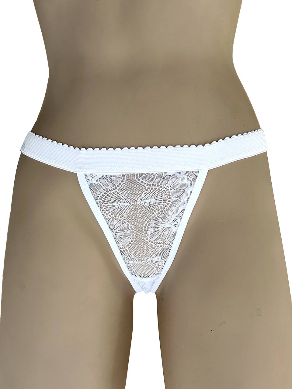 Tanga contorno encaje blanca