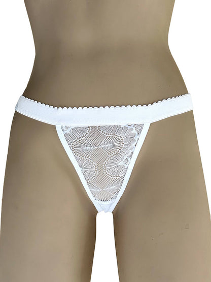 Tanga contorno encaje blanca