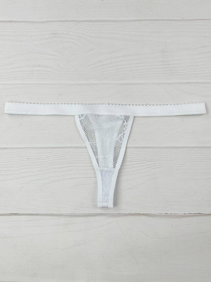 Tanga contorno encaje blanca