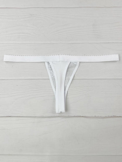 Tanga contorno encaje blanca