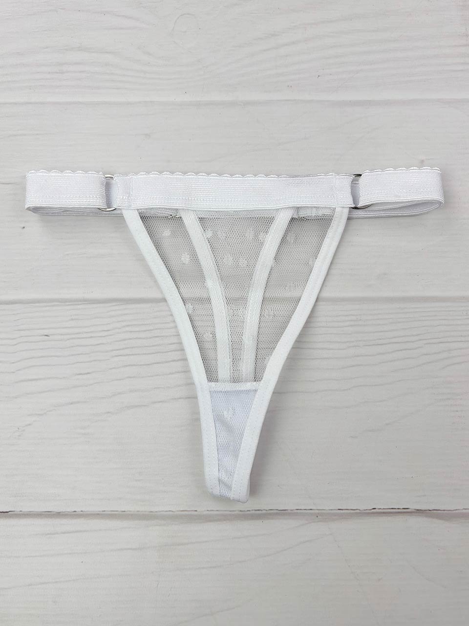 Tanga contorno graduable grabado blanca