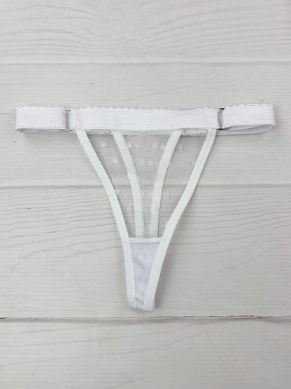 Tanga contorno graduable grabado blanca