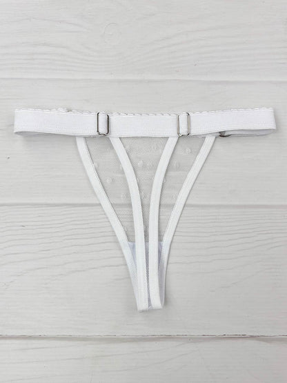 Tanga contorno graduable grabado blanca