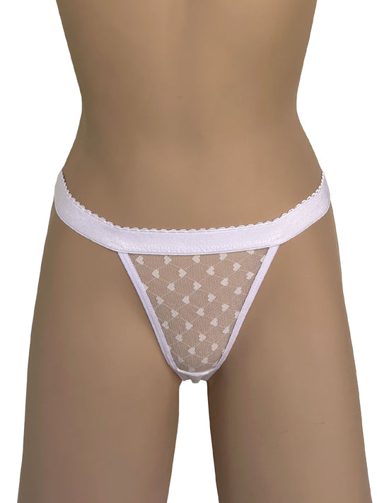Tanga contorno grabado blanca