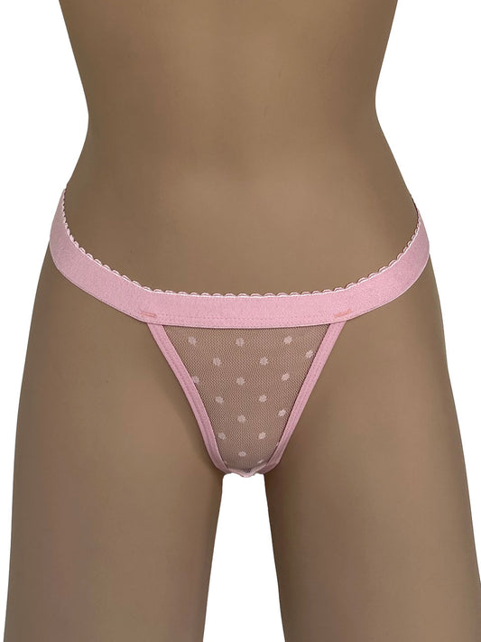 Tanga contorno grabado rosa