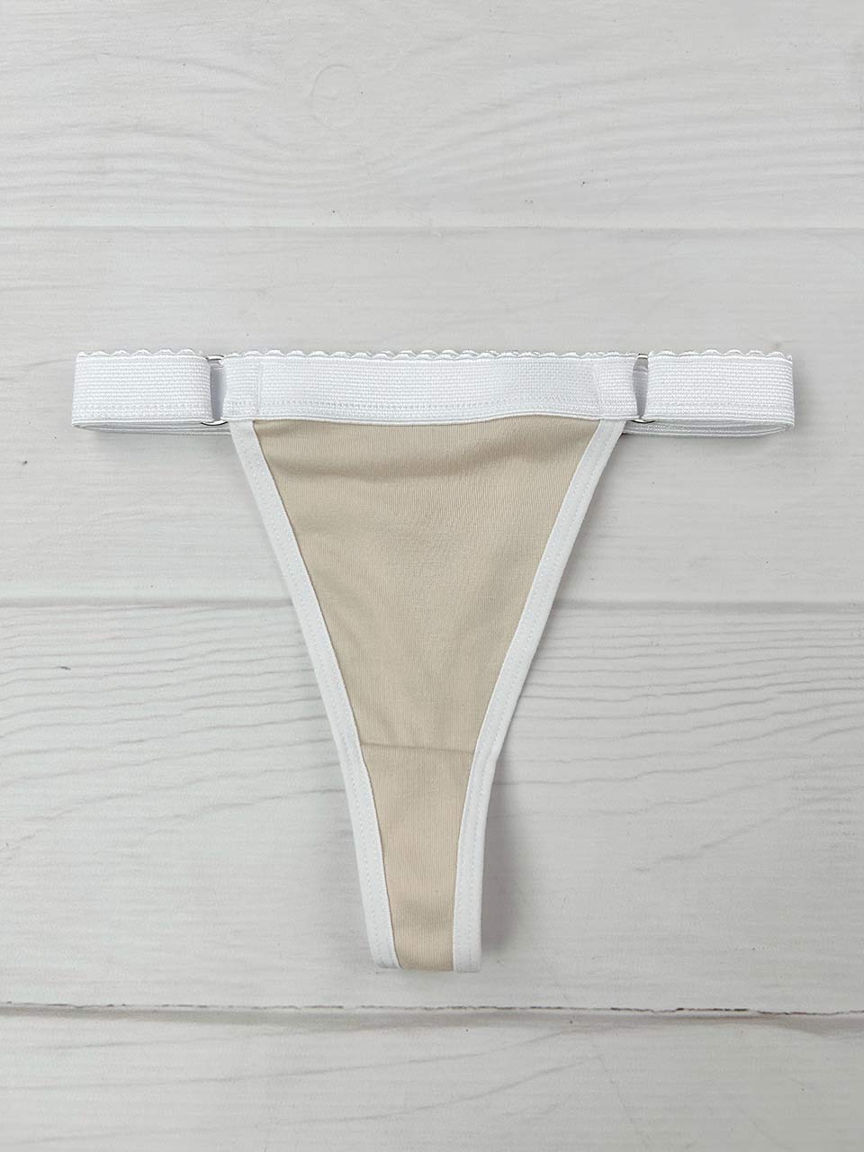 Tanga contorno graduable algodon beige
