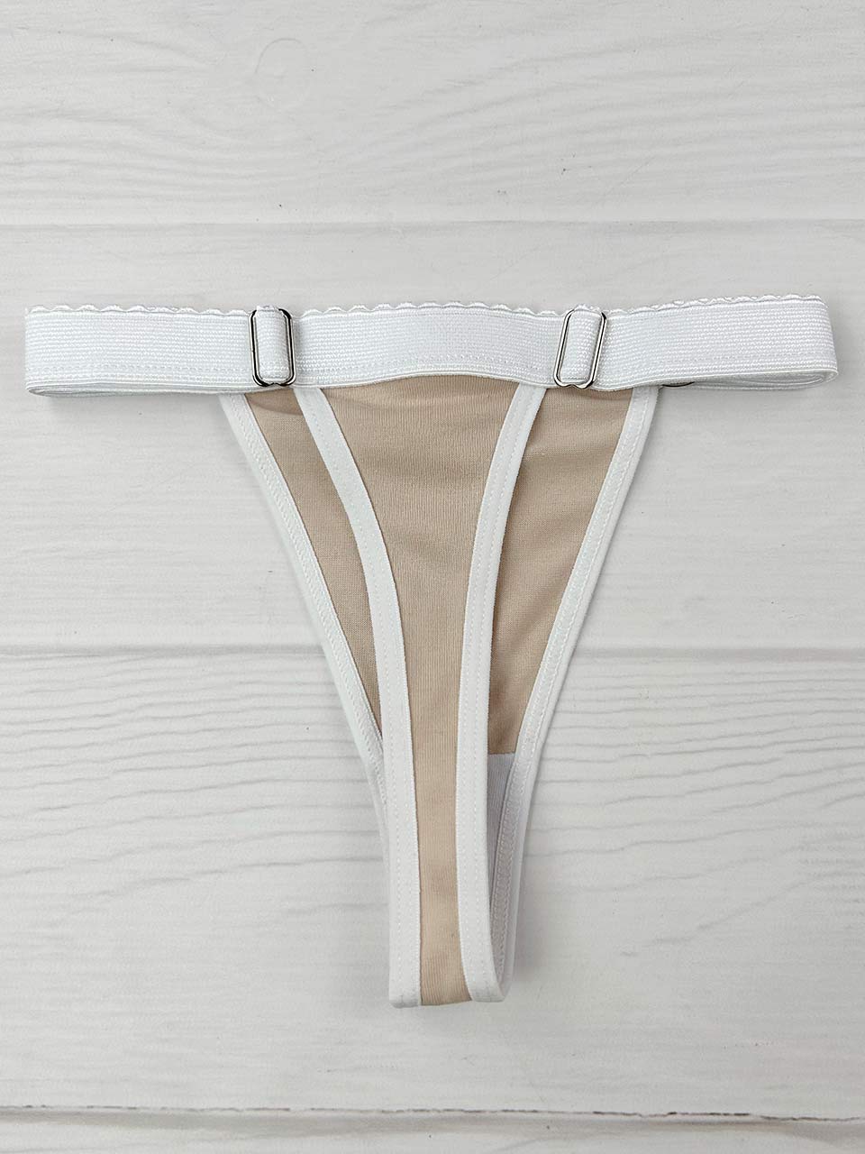 Tanga contorno graduable algodon beige