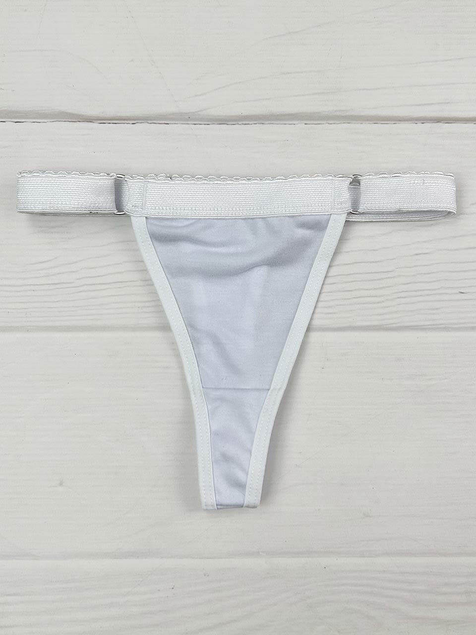 Tanga contorno graduable algodon blanco