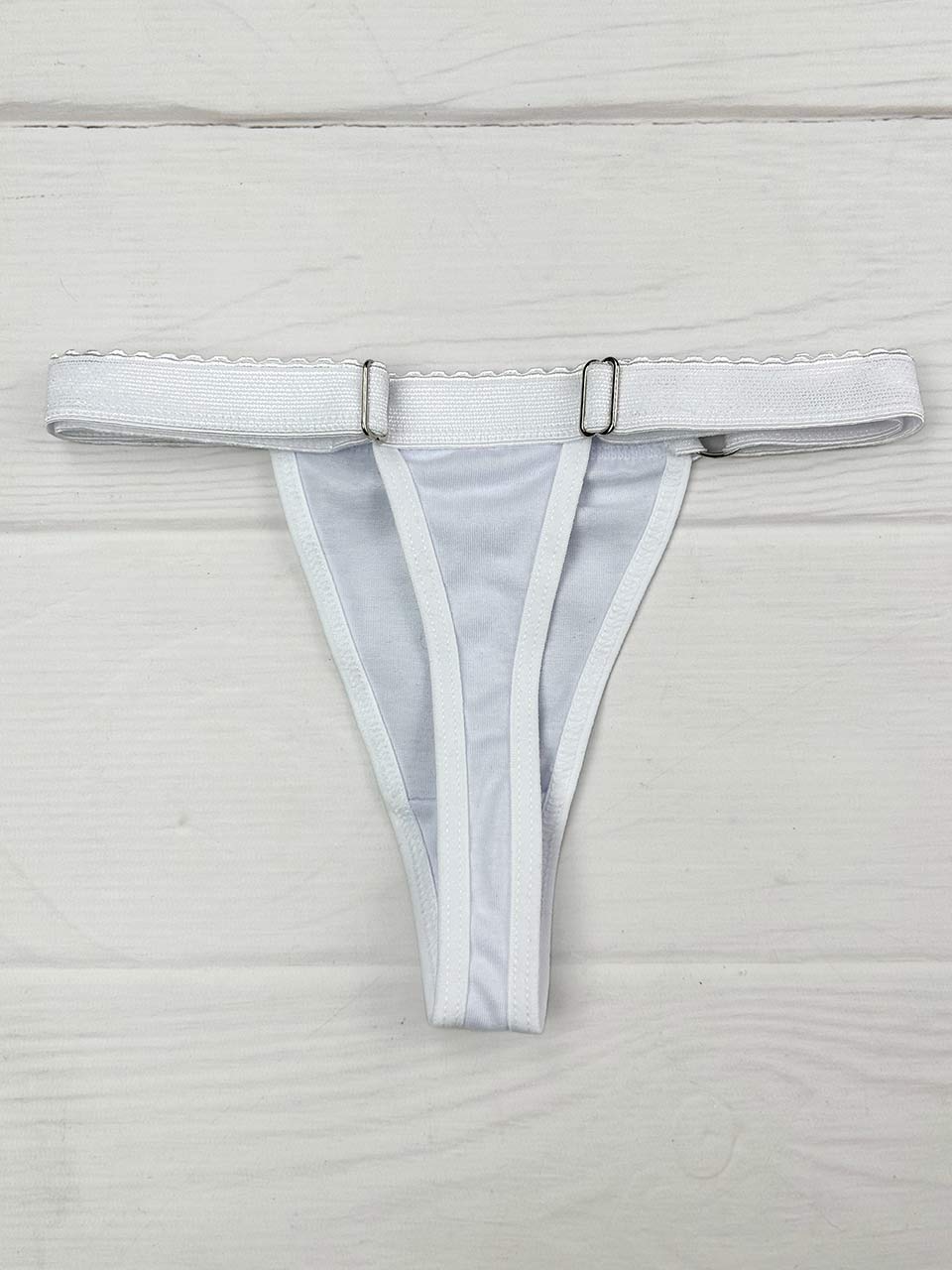 Tanga contorno graduable algodon blanco