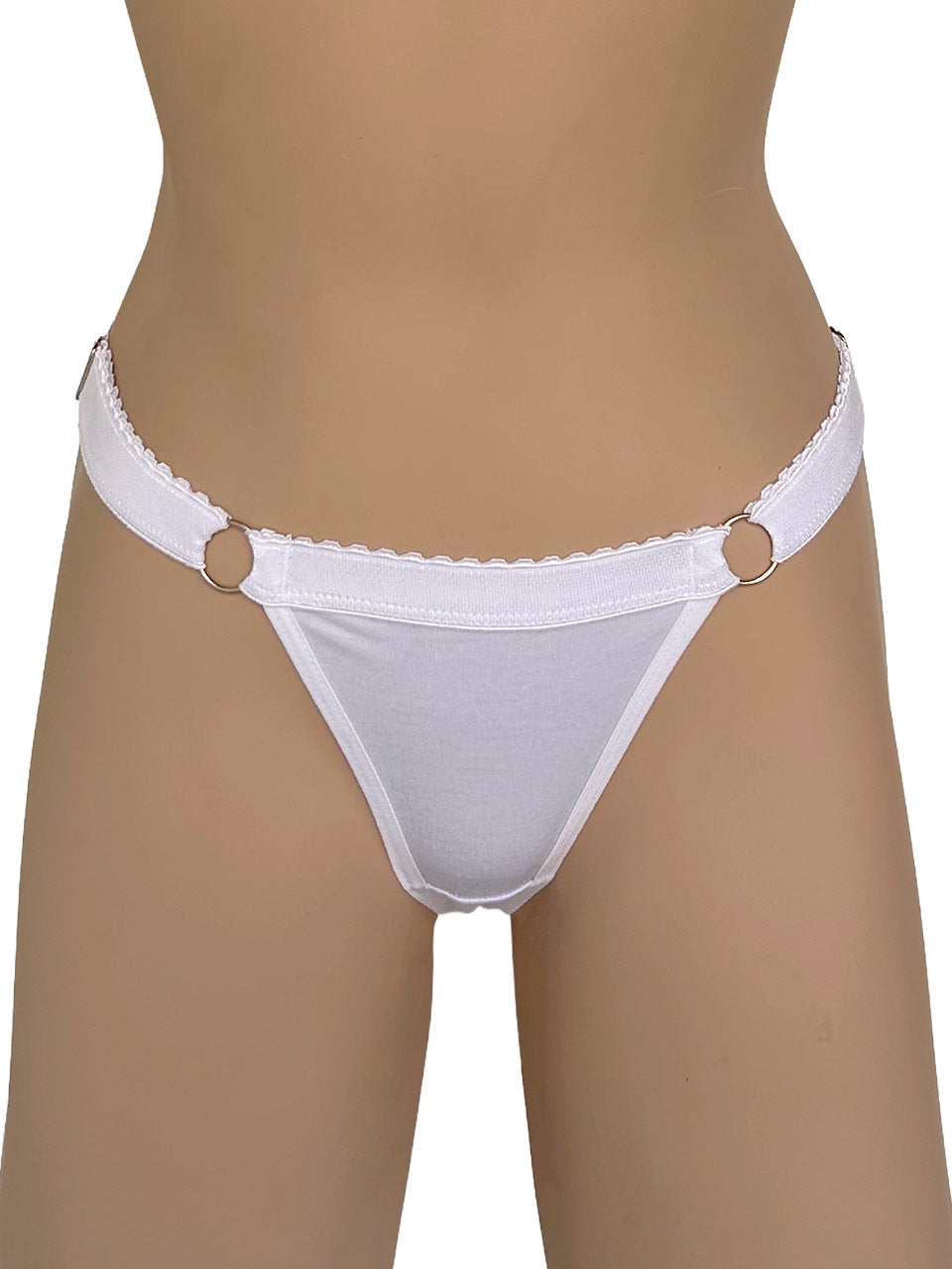 Tanga contorno graduable algodon blanco