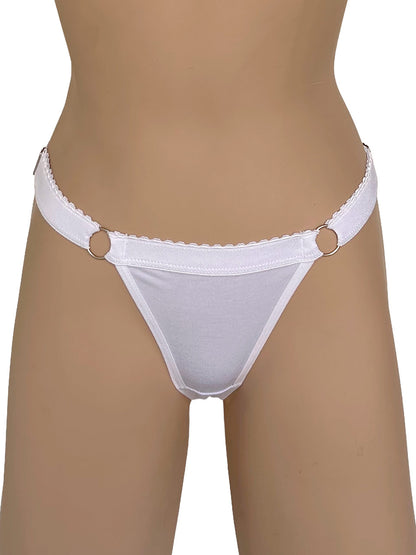 Tanga contorno graduable algodon blanco