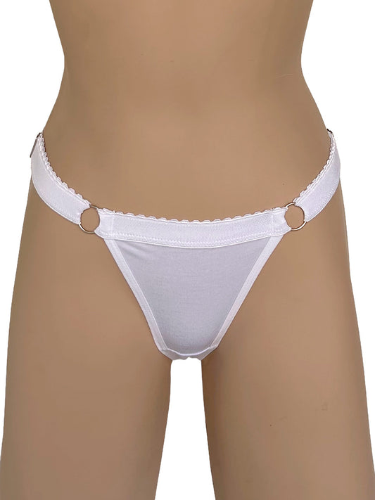 Tanga contorno graduable algodon blanco