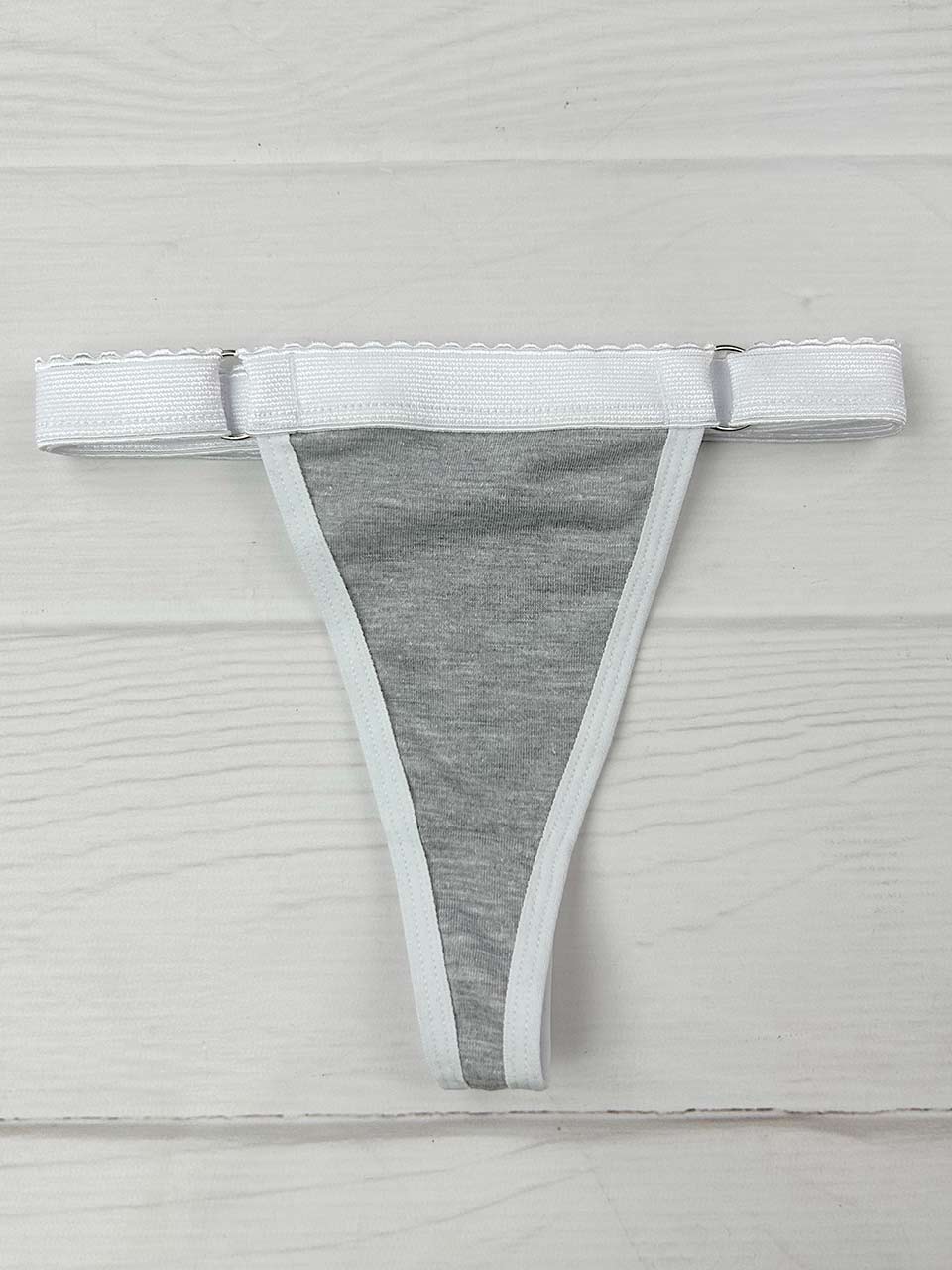Tanga contorno graduable algodon gris