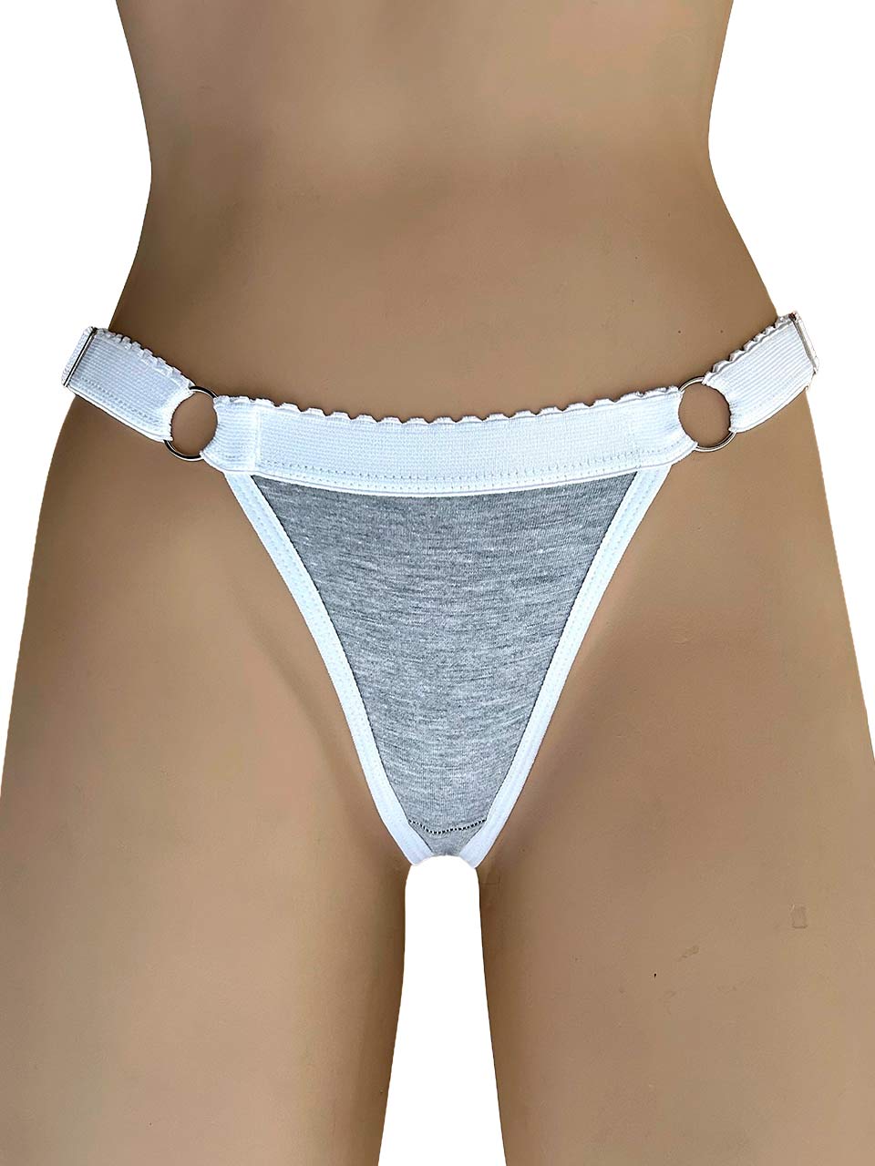 Tanga contorno graduable algodon gris
