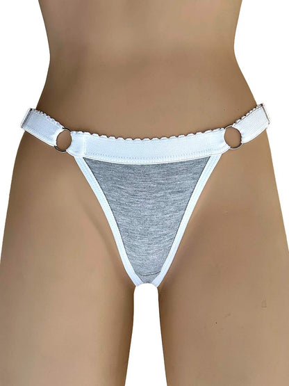 Tanga contorno graduable algodon gris