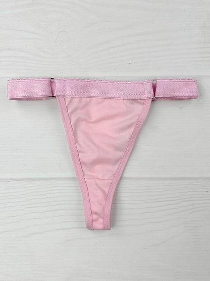 Tanga contorno graduable algodon rosa