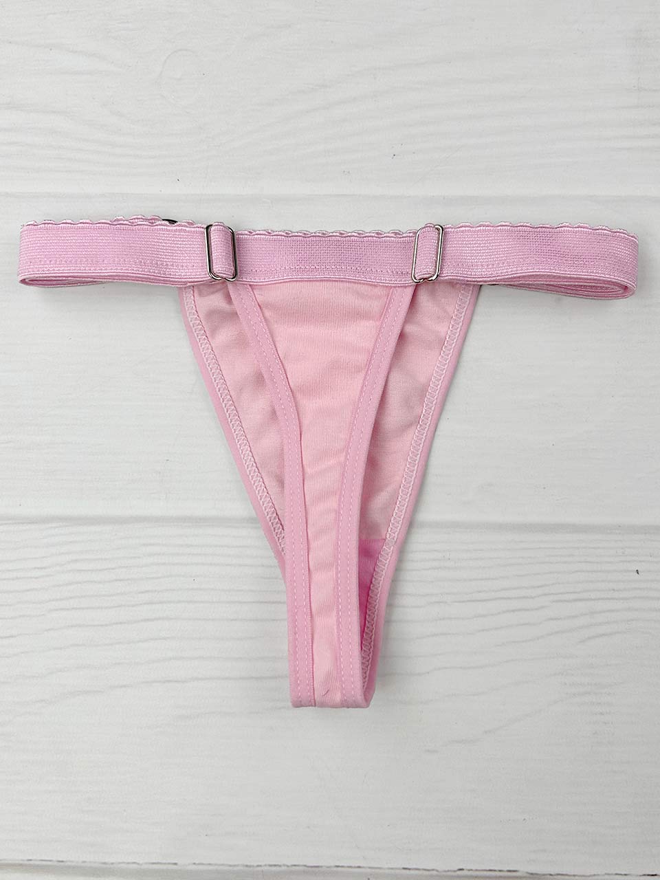 Tanga contorno graduable algodon rosa