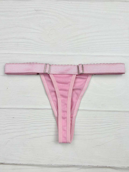 Tanga contorno graduable algodon rosa