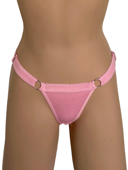 Tanga contorno graduable algodon rosa