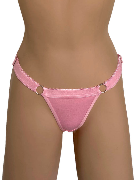 Tanga contorno graduable algodon rosa