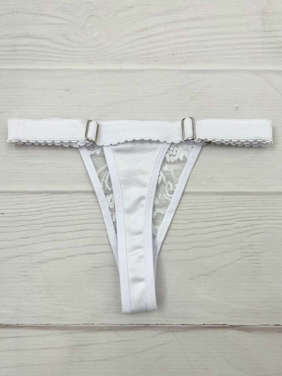 Tanga contorno graduable blanco