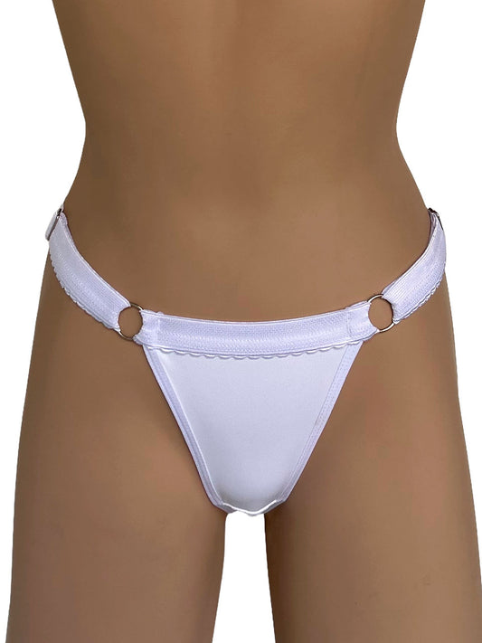 Tanga contorno graduable polilicra blanco