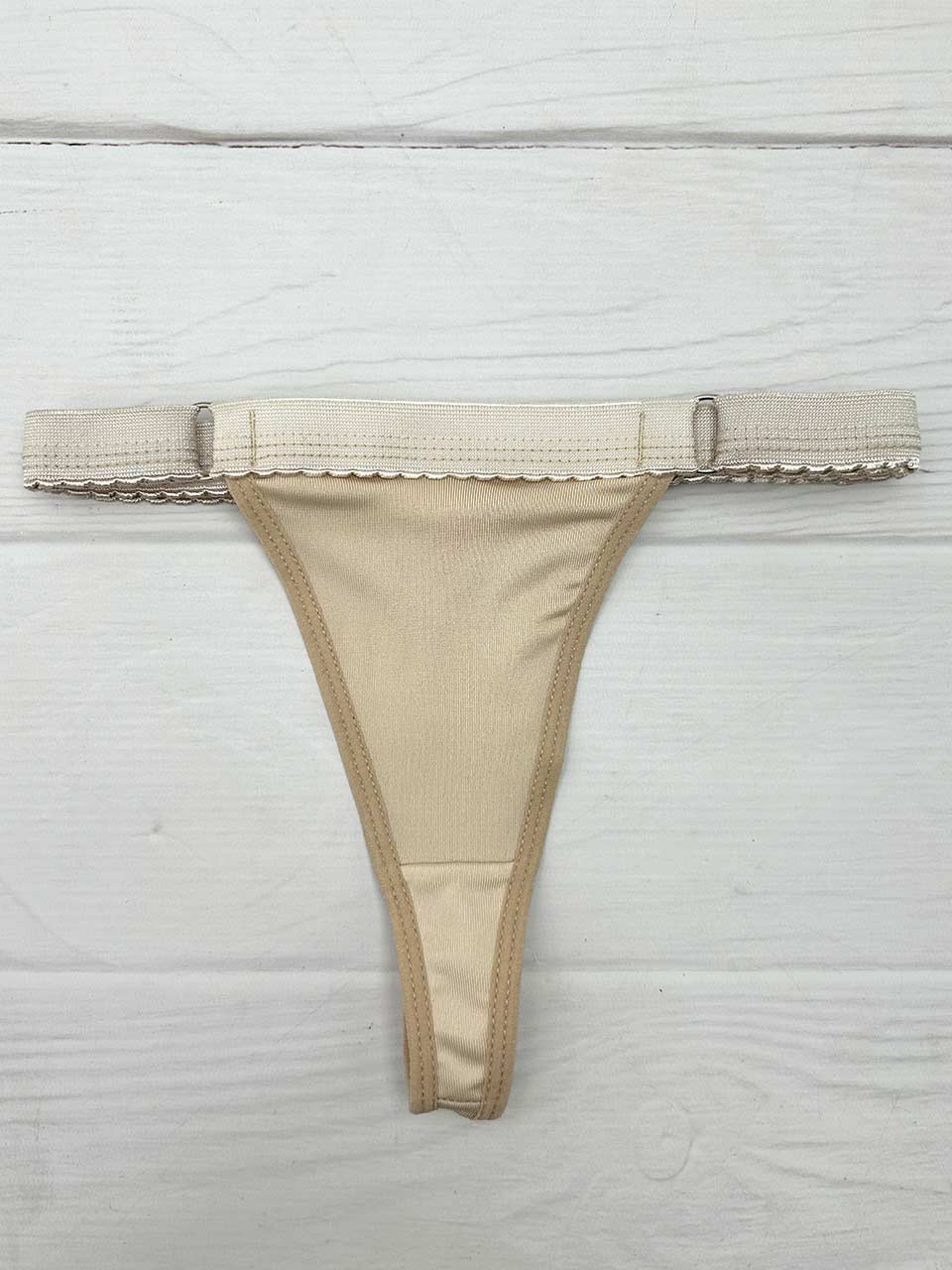 Tanga contorno graduable polilicra beige